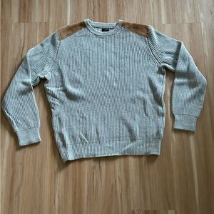 J Crew Men’s Cotton Sweater w/ Suede Detail